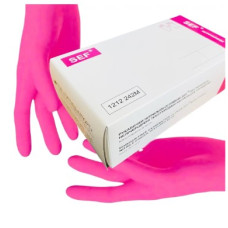 Нитриловые ярко-розовые перчатки pink magenta без пудры (50пар/100 шт.)