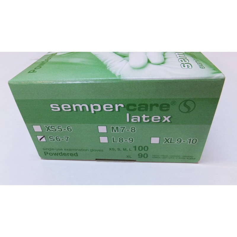 Латексні рукавички із пудрою Sempercare (50 пар/100 шт в упаковці)