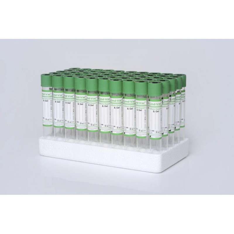 Пробирки Lind-Vac® для плазмолифтинга гель + литий гепарин 9 мл (50 шт в упаковке)