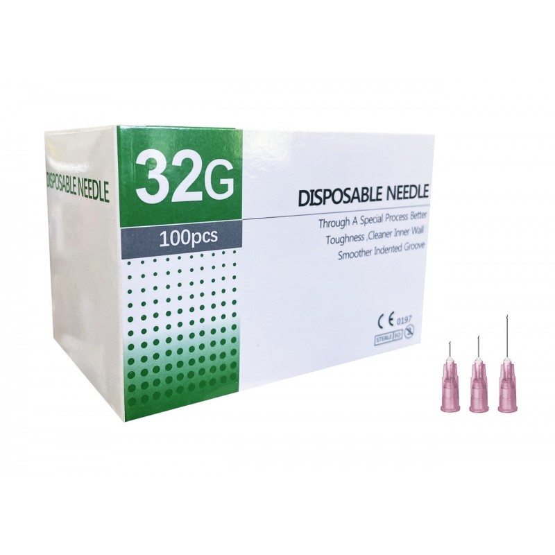 Голка для мезотерапії Disposable needle, Japan steel G32 0,23x4 mm