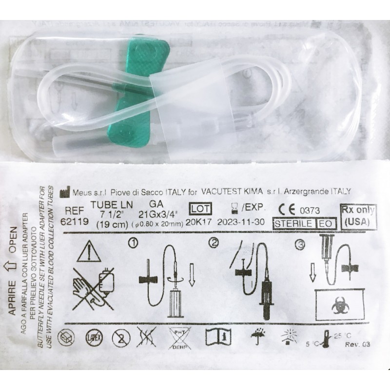 Катетер бабочка для взятия крови Vacutest 21G 