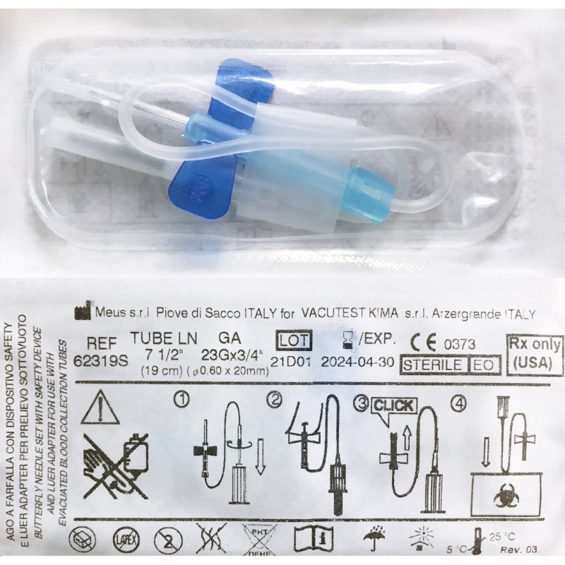 Катетер метелик для взяття крові Vacutest 23G (50 шт. в упаковці)