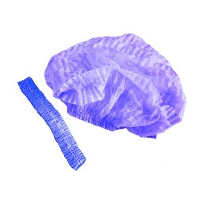 Шапочка медицинская, фиолетовая, с двойной резинкой (100 шт. в упаковке)