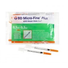 Инсулиновый Шприц BD Micro-Fine Plus (Микрофайн) U-100 0.5 мл, игла 0.3 x 8 мм (10 штук в стерильном пакете)