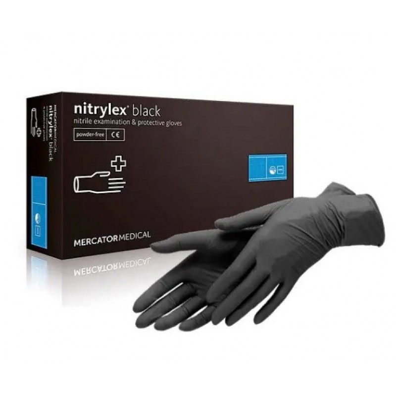 Нитриловые перчатки Nitrilex черные (50 пар/100 шт. в упаковке) XL