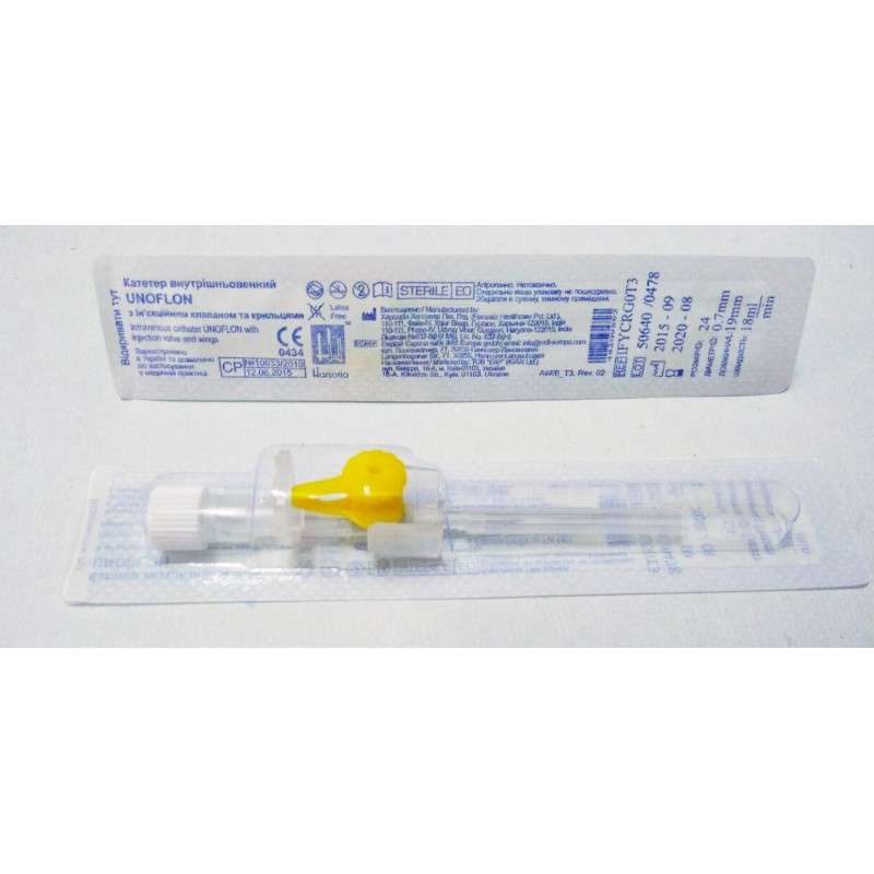 Катетер (канюля) внутрішньовенна з портом G 24 Unoflon/Ultraflon/ Medicare