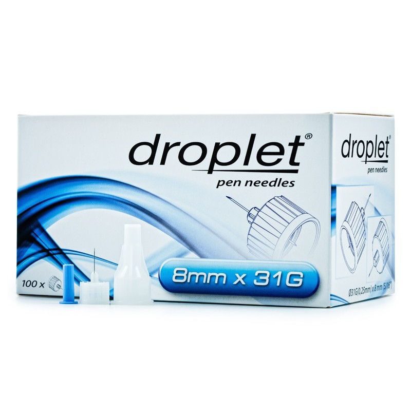 Иглы для инсулиновых шприц-ручек Droplet (8mm x 31G) (100 шт. в упаковке)