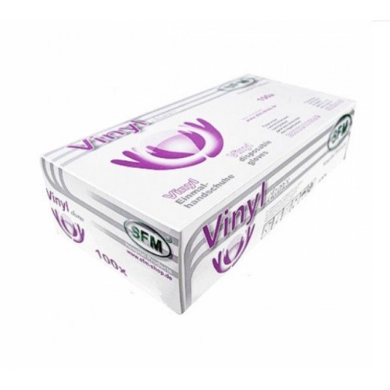 Рукавички вінілові SFM без пудри (50 пар/100 шт. в упаковці) M