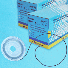 Шовк, хірургічний стерильний шовний матеріал, метричний No4 (USP 1) 1,5 м