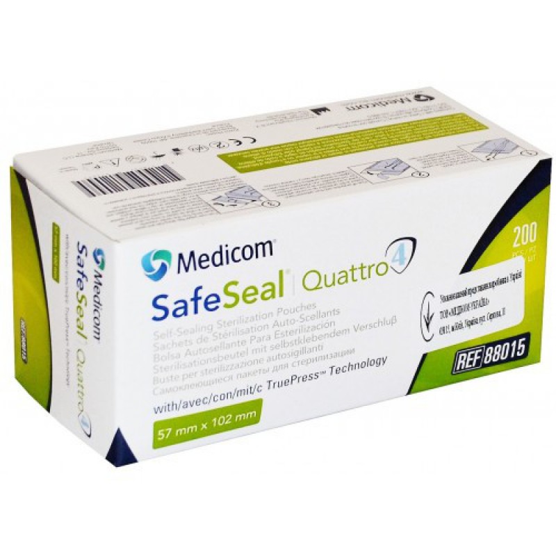 Стерилизационные пакеты SafeSeal Quattro 57 x 102 мм (200шт в упаковке)