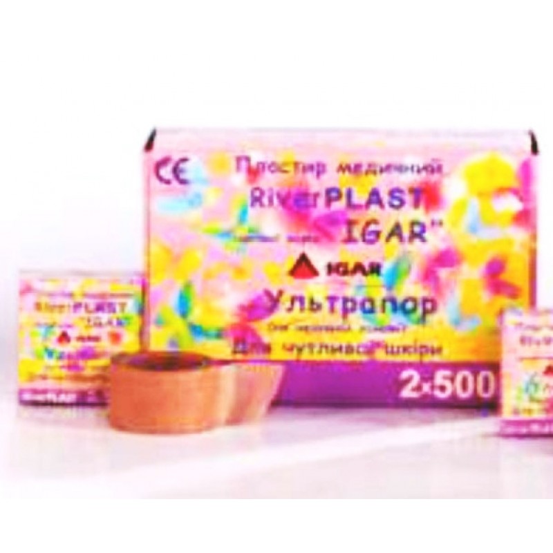Пластир медичний RiverPLAST Ультрапор в котушці 2х500 см (12 шт. у пакованні)