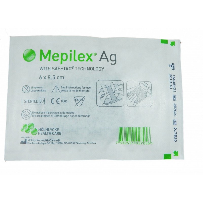 Mepilex® Ag (Мепілекс Аг) антибактеріальна губчаста пов'язка зі сріблом 17.5 х 17.5 см