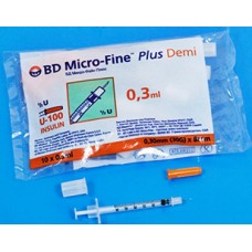 Шприц інсуліновий BD Micro-Fine Demi (Мікрофайн) U-100 0.3 мл, голка 0.3х8мм (10 штук у стерильному пакеті)