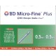 Шприц інсуліновий BD Micro-Fine Plus (Мікрофайн) U-100 0.5мл, голка 0.33х12.7мм (10 штук у стерильному пакеті)