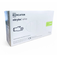 Білі рукавички нітрилові без пудри (50пар/100 шт в упаковці) S